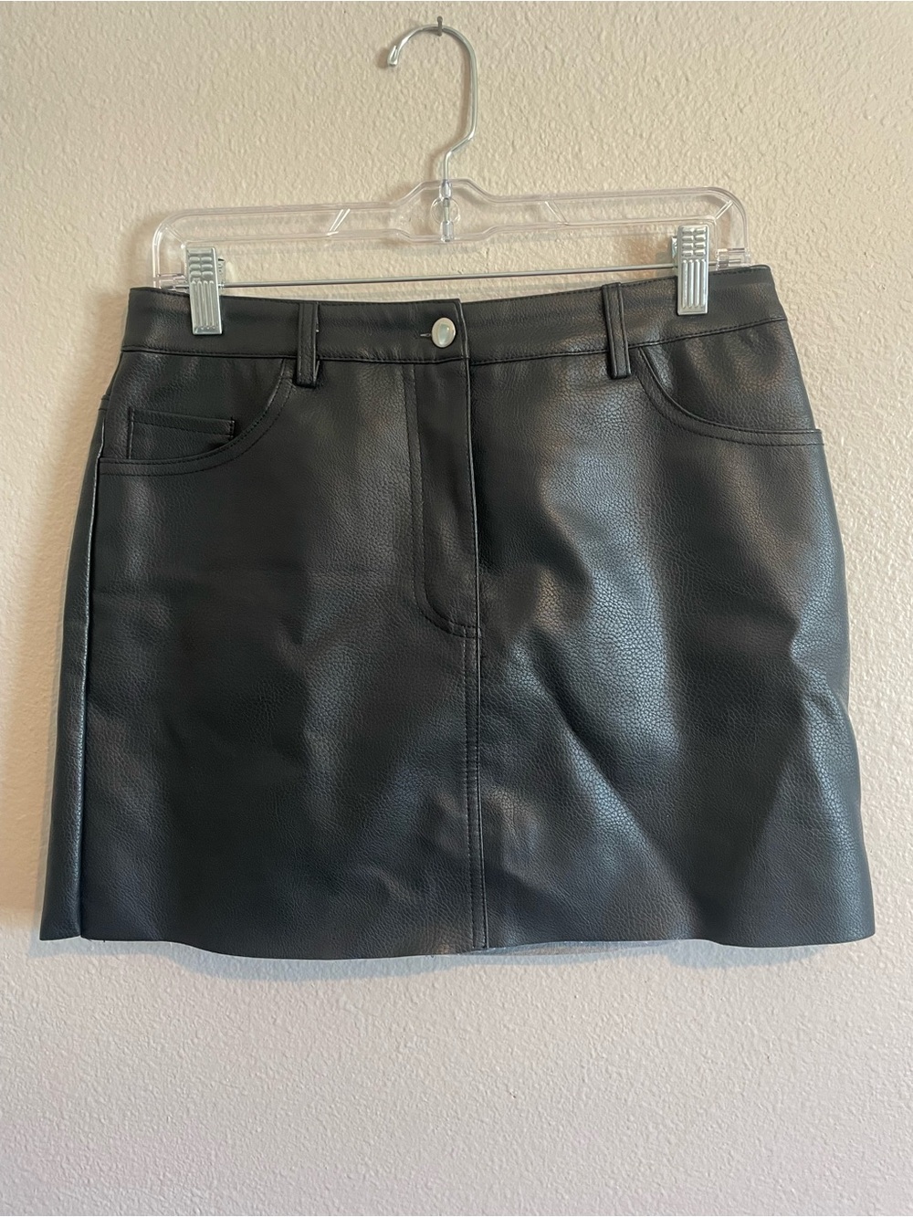 Forever 21 Black Faux Leather Mini Skirt with Belt Loops